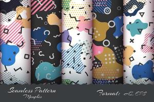 Set Retro Memphis Seamless Pattern