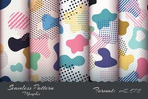 Set Retro Memphis Seamless Pattern