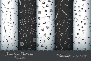 Set Retro Memphis Seamless Pattern