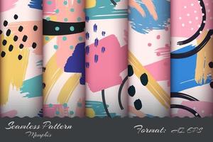 Set Five Memphis Seamless Pattern.