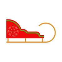 Red sled with fancy pattern, Christmas sledge with large runners vector