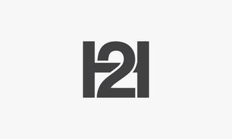 H2 or 2H logo isolated on white background. vector