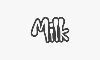 text MILK design vector isolated on white background.