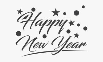 happy new year text with decorative trinkets graphic vecor. vector