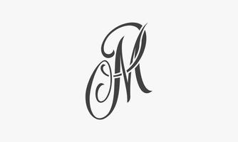 M or PM or MP script letter logo vector. vector