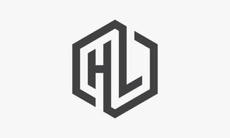 Logo de letra hexagonal hl aislado sobre fondo blanco. vector