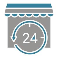 24 Hrs Open Glyph Two Color Icon vector