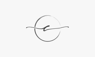 C handwritten logo with circle paint brush design vector. vector