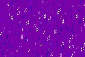 Light Purple, Pink vector template with musical symbols.