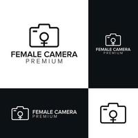 plantilla de vector de icono de logotipo de cámara femenina
