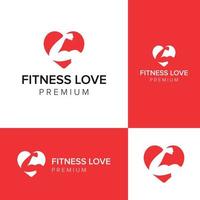 fitness amor espacio negativo logo icono vector plantilla