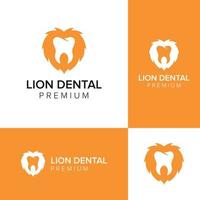 Plantilla de vector de icono de logotipo de espacio negativo dental de león