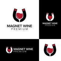 magnet wine negative space logo icon vector template