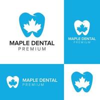 Maple dental negative space logo icon vector template