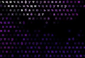 Dark purple vector background with signs of alphabet.