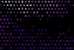 Dark purple vector background with signs of alphabet.