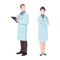 Man and woman doctor, nurse or orderly on a white background, treatment of diseases and viruses - Vector