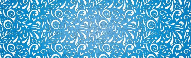 Abstract frosty patterns, panoramic blue and white web pattern background - Vector