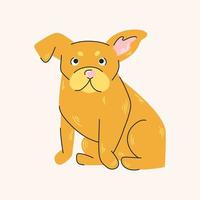 Yellow vector dog illustration. Colorful print with dog