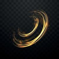 Golden light effect in the shape of a whirling circle vector