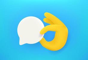 Man holding blank speech bubble. Comic 3d style vector illustration