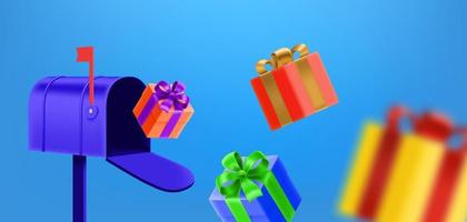 concepto de vector de entrega de correo con cajas de regalo de color