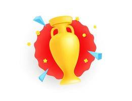 Trophy cup vector illustration isolated on white background. 3d vector illustration