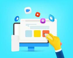 Internet creative concept. 3d style vector illustration