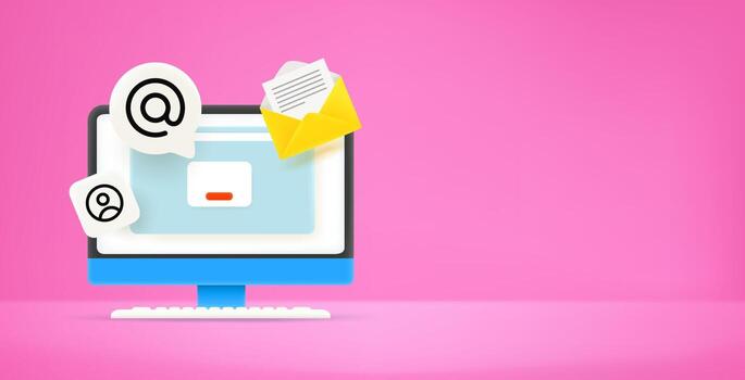 usando Internet. banner de vector con espacio de copia