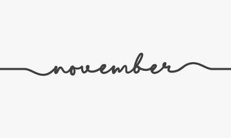 november handwritten word vector design on white background.