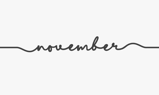 november handwritten word vector design on white background.
