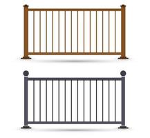 Vector railings illustration. Gates, fences, doors, decorative and safety staircase barrier guard for house interior balcony exterior. Simple flat designs.