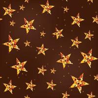 Seamless pattern with golden sparkle stars. Repeating texture for print on fabric, wrapping paper, textile. Vector illustration with gold stars against white background. Easy to use.