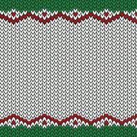 Knitted texture for Christmas and New Year pattern in green, red and white colors. Template for Invitation or card design, web or print. Realistic knitted pattern. vector
