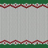 Knitted texture for Christmas and New Year pattern in green, red and white colors. Template for Invitation or card design, web or print. Realistic knitted pattern. vector