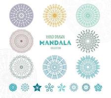 Vector set of traditional Mandala style and ornaments.  Islamic ornamental symbols. Geometric drawn embellishment for print. Abstract boutique floral boho motifs.