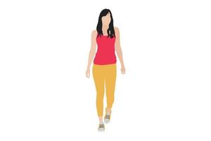 Ilustración vectorial de mujeres minimalistas casuales caminando por la acera vector