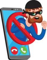 phone rogue in a thief mask vector