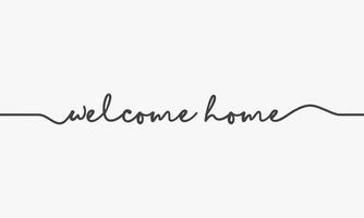 text welcome home handwriting on white background. vector