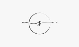 S handwritten logo with circle paint brush design vector. vector