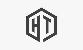 Logo de letra ht hexagonal aislado sobre fondo blanco. vector