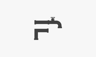 faucet or tap F letter logo concept isolated on white background. vector