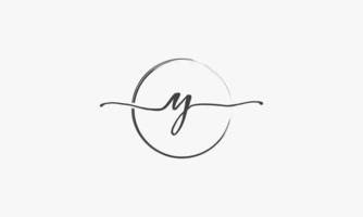 Y handwritten logo with circle paint brush design vector. vector
