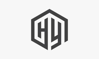 HY hexagon letter logo isolated on white background. vector