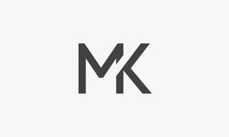 Logo de letra mk aislado sobre fondo blanco. vector