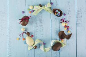 wreath from sweets ribbon photo