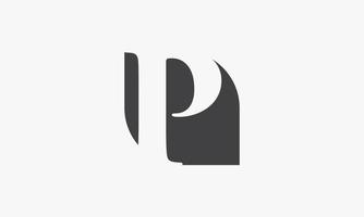 letter P abstract negative space concept on white background. vector