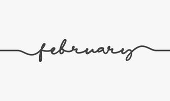 february handwritten word vector design on white background.