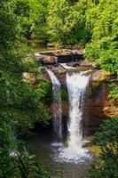 beautiful waterfall panoramic beautiful deep and black rock green natural forest on nature.