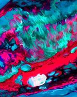 Background design of painted acrylic oil paint fluid liquid color turquoise and red with creativity and Modern artwork photo